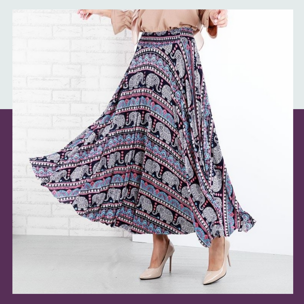 WOMEN PRINTED FLUTTER DRAPED SKIRT