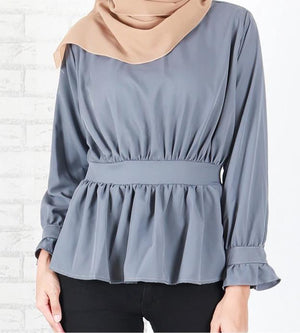 ALEENA PEPLUM LONG SLEEVES BLOUSE