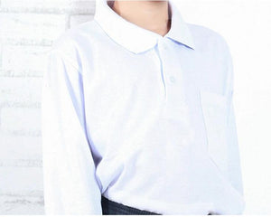 SCHOOL COLLAR LONG SLEEVES WHITE T SHIRT