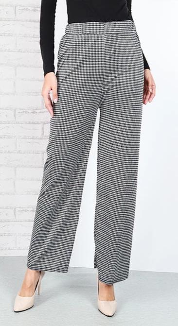 CHECKERED PRINTED STRAIGHT CUT PANTS
