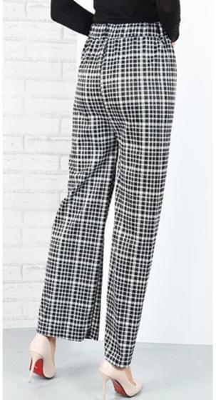 CHECKERED PRINTED STRAIGHT CUT PANTS
