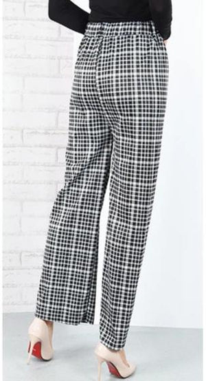CHECKERED PRINTED STRAIGHT CUT PANTS