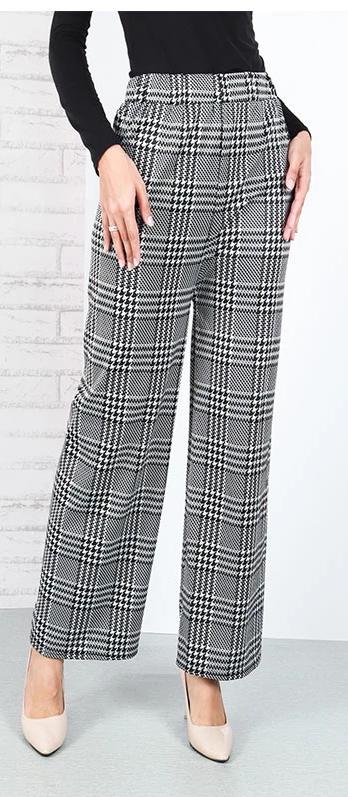 CHECKERED PRINTED STRAIGHT CUT PANTS